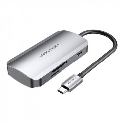 Statie de andocare USB-C pentru 3x USB3.0, SD, TF, PD 0,15 m Vention TNHHB gri