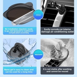 Suport Auto pentru Telefon Rotativ la 360° pe Bord, Montare cu Nano-Gel Anti-Alunecare Fără Blocarea Grilei de Ventilație, Operare cu o Singură Mână, Compatibil Universal cu Smartphone-uri 4–7 Inch, Negru (Black) - Img 4