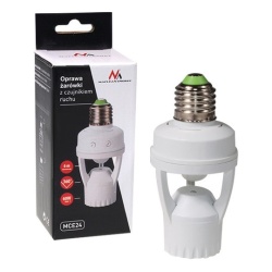 Suport de bec cu senzor de miscare si de amurg Maclean MCE24, 360°, E27, raza 6 m, reglare LUX 3–2000, timp aprindere 10s–5min, ideal pentru coridoare, pivnite, garaje