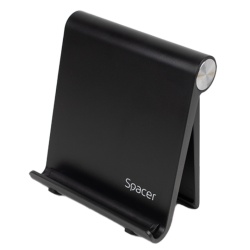 SUPORT telefon SPACER, pliabil, fixare pe birou, universal cu unghi ajustabil, dimensiuni 90 x 70 x 12mm, negru, "SPDH-FLIP-01-BK" - Img 2