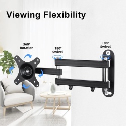 Suport TV și Monitor de Perete Reglabil Suptek MA2720, Braț Articulat pentru Ecrane 15–32 Inch, VESA 75x75 / 100x100 mm, Pivotare 180°, Înclinare ±20°, Sarcină Maximă 13 kg, Oțel Aliat, Negru - Img 2