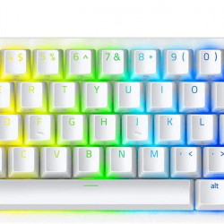 Tastatura gaming mecanica Razer Huntsman Mini, iluminare Chroma RGB, switch optic Purple, Alb Mercury