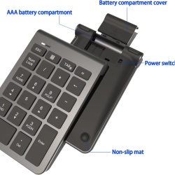 Tastatură Numerică Wireless Bluetooth cu 22 de Taste, Numpad Portabil Slim cu Conexiune Bluetooth 5.0, Taste Silențioase de Tip Foarfecă, Compatibilă Laptop, MacBook, Windows, macOS, Android și iOS - Img 5