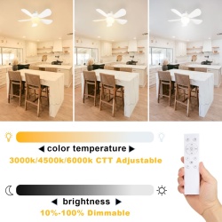 Ventilator de Tavan Inteligent cu Plafonieră LED Gliztech 19 Inch, Dulie E27 cu Înșurubare Rapidă, Telecomandă Inclusă, Lumină Reglabilă (3000K–6500K) și Dimmabilă, Temporizator, Motor Silențios - Img 2