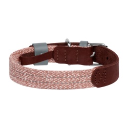 Zgarda pentru caini din piele naturala si material reciclat cu cod QR Waudog marimea M, latime 20 mm, maro - Img 3