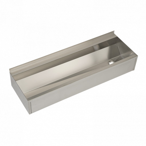 Lavoar tip jgheab din oțel inox cu mască, material AISI 316L, 1250 mm