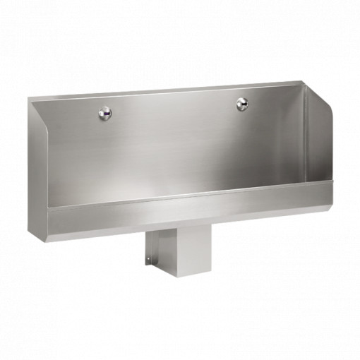 Pisoar tip jgheab din oțel inox de perete, cu 2 robineți de spălare cu senzor infraroșu, 1200 mm, 24 V DC