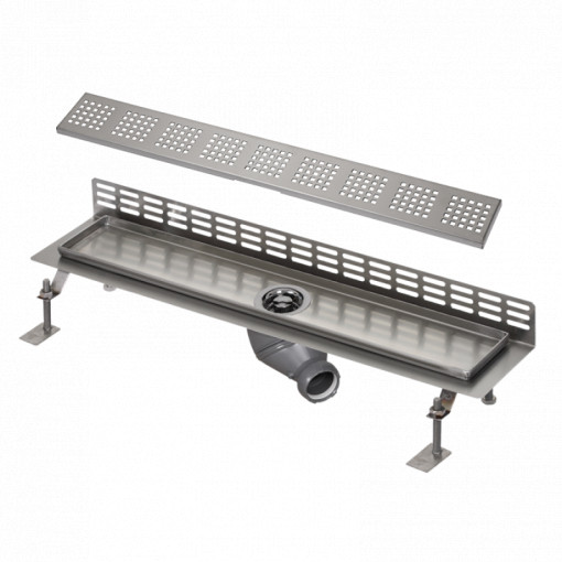 Rigolă de duș din oțel inox, montaj la perete, 850 mm, finisaj periat