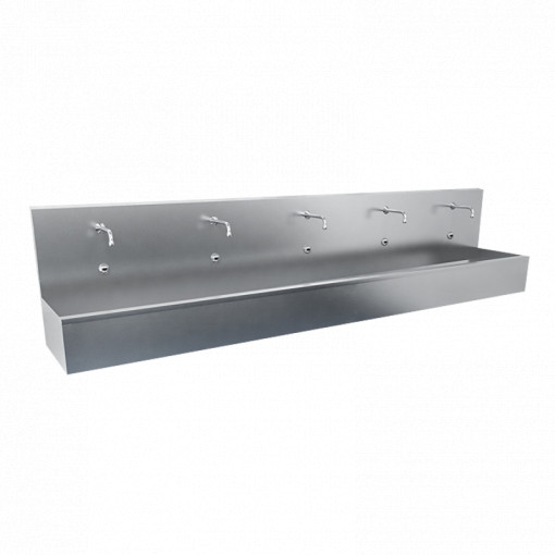 Lavoar tip jgheab din oțel inox cu 2 baterii cu senzor, lungime 1250 mm, 24V DC
