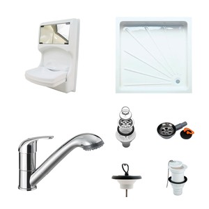 Sinks, shower, drain