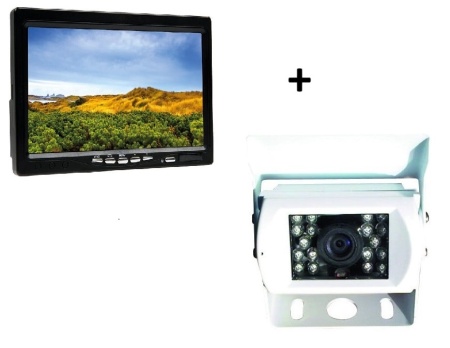Kit universal camera marsarier otel ALB si monitor pentru autorulote