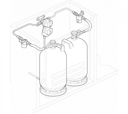 Regulator gaz pentru 2 butelii DuoControl CS pentru montaj vertical 30mbar