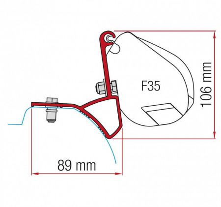 Adaptor pentru Fiamma F35 Renault Trafic, model incepand cu 2015