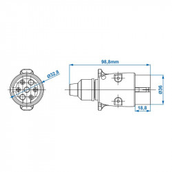7-pin metal stecher for caravan or trailer plugs with cable mount, 12V - Img 7
