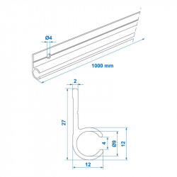 90° profiled rail, length 100 cm - Img 5