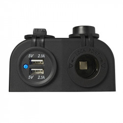 Double socket kit USB 2 x 2100 mA and 12V car socket, surface mounted - Img 2