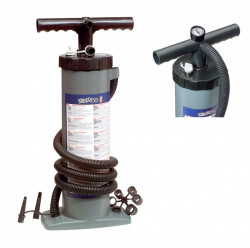 Dual action air pump for boats, inflatable tents, large mattresses