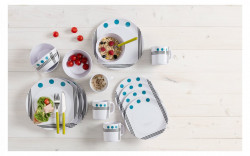 Melamine crockery set with blue polka dots, 16 pieces for 4 persons - Img 2