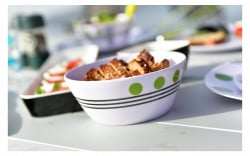 Melamine crockery set with green polka dots (16 pieces) - Img 4