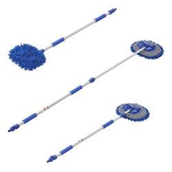 Perie de spalat telescopică 0,95 - 1,65 m cu cap de spalare tip "chenille", ALBASTRU - Img 2