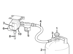 Pressure hose (30 bar) with safety valve 75 cm, cylinder ROMANIA or GERMANY G5 - Img 3