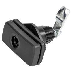 Rectangular lock for service door for caravans and motorhomes without hub