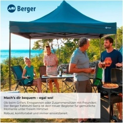 Scaun pliant de camping Berger Siena cu spătar reglabil în 3 poziții, antracit - Img 4