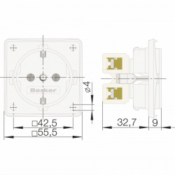 Schuko socket for Berker Integro electrical system, BLACK ANTHRACITE - Img 3