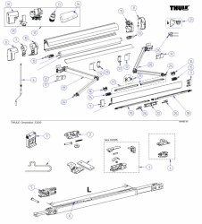 Set capace interioare inclusiv mecanism de deschidere pentru marchiza Thule Omnistor 6300, ARGINTIU - Img 2