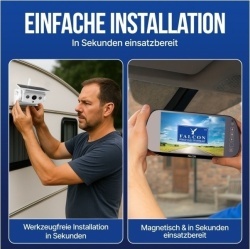 Sistem video marsarier wireless Falcon cu cameră magnetică, monitor oglindă retrovizoare inregistrare video, incarcare solara - Img 8