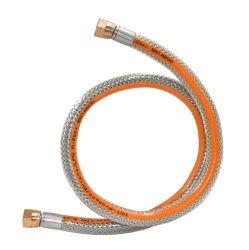 Steel gas hose for barbecue, cooker, fridge with 1/4 left-hand thread at both ends, length 80 cm