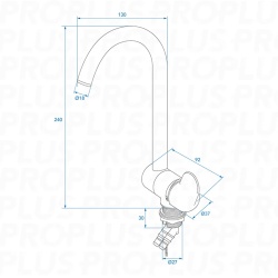 Style 3000 metal hot/cold water tap with a 27mm mounting hole diameter - Img 5