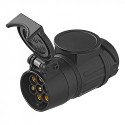 Adapter with 13 pin stecher and 7 pin socket, ABS, 12V