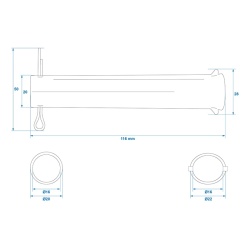 Axle for support/manoeuvring wheel, diameter 20 mm, length 115 mm - Img 4