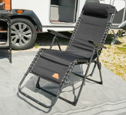 CampTime Bari folding sun lounger, compact design with 6 positions, BLACK