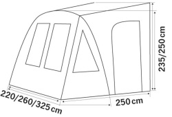 Cort gonflabil pentru rulota One Beam Air, lungime 220 cm, inclusiv fusta rulota - Img 8
