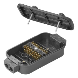 Electrical cable connection box with slippers, 8 x 4 positions
