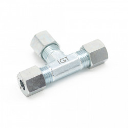 Fixed galvanised steel gas "T" fitting 8 x 8 x 8 mm