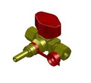Gas tap with 2 inlets 8mm gas pipe and quick coupling outlet 8mm gas pipe