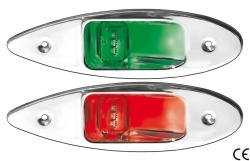 LED navigation lights in STAINLESS STEEL, recessed installation, RED and GREEN