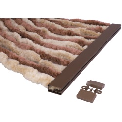 Perdea din țesătură tip chenille maro cu bej, 185 x 56 cm