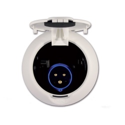 Priza cu stecher CEE rotunda, cu capac cu magnet, ALB - Img 2