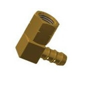 Racord la 90° cu stut pentru furtun de 8mm si filet interior (pe stanga)1/4; pentru gratare, lazi frigorifice etc
