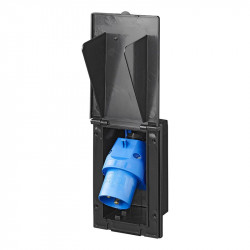 Rectangular socket with CEE stecher for caravans or motorhomes, 16A, BLACK