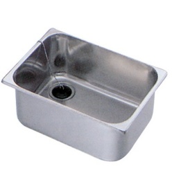 Rectangular stainless steel sink, 298 x 238 mm x H15 cm, with siphon included