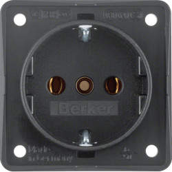 Schuko socket for Berker Integro electrical system, BLACK ANTHRACITE