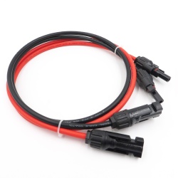 Set of 2 solar panel extension cables, 4 mm², 2 x 1 m, Red/Black