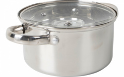 Set of 3 stainless steel camping pots including lid - Img 3