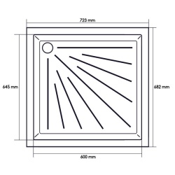 Shower bath tub 723 x 682 x 55 mm for installation in caravans or motorhomes - Img 2