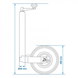 Support / manoeuvring wheel, 48mm tube, tyre with inner tube, load 150 kg - Img 3